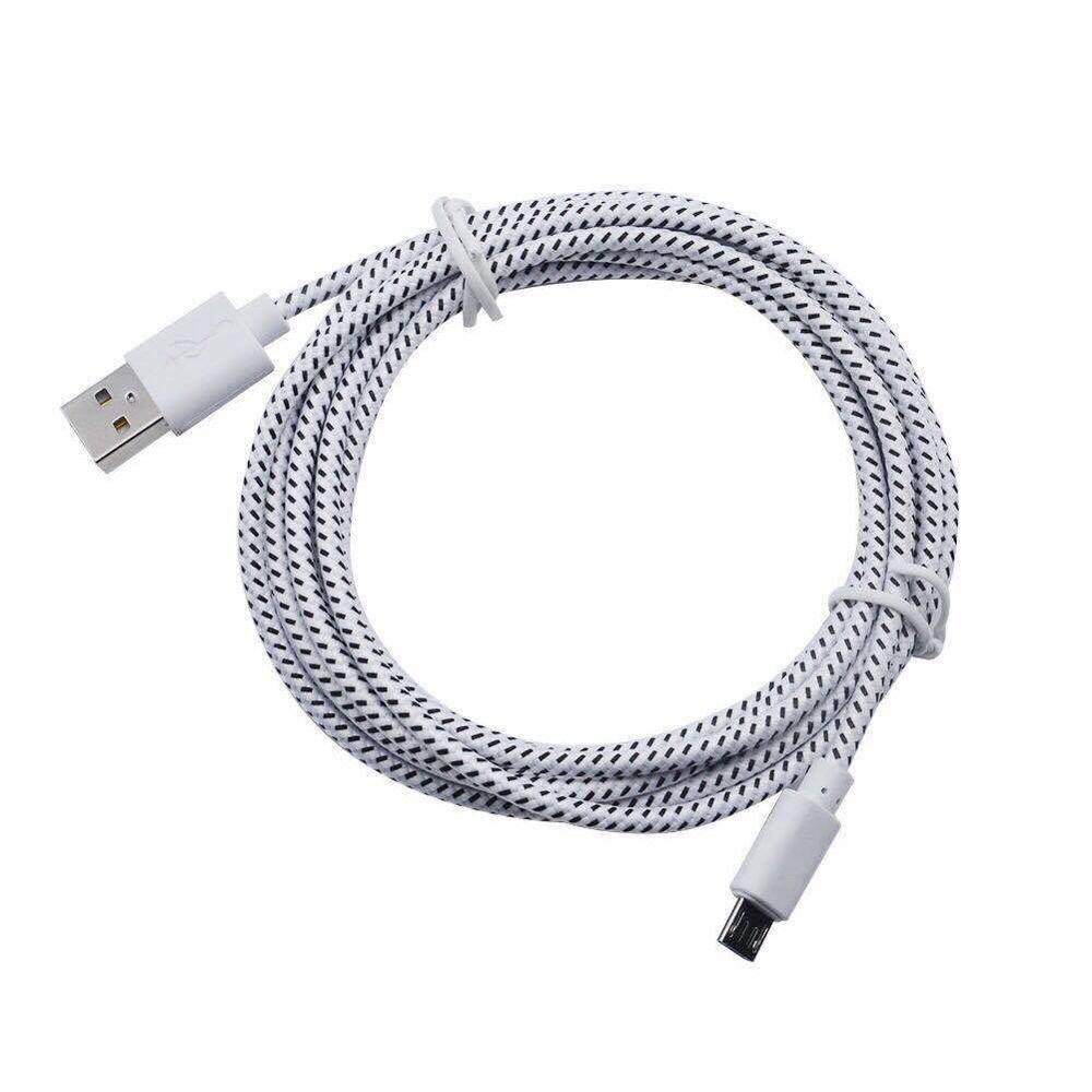 1m 10 farben Nylon Geflochtene Mikro USB Kabel Daten synchronisieren USB Ladegerät Kabel Für Samsung Xiaomi Android Telefon Kabel schnelle Ladung: Weiß
