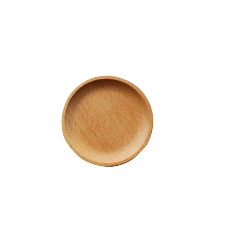 1Pcs Wooden Plate Wood Saucer Fruit Dishes Saucer Tea Tray Dessert Dinner Bread Wood Plate Japanese Style Kitchen Utensils: Round