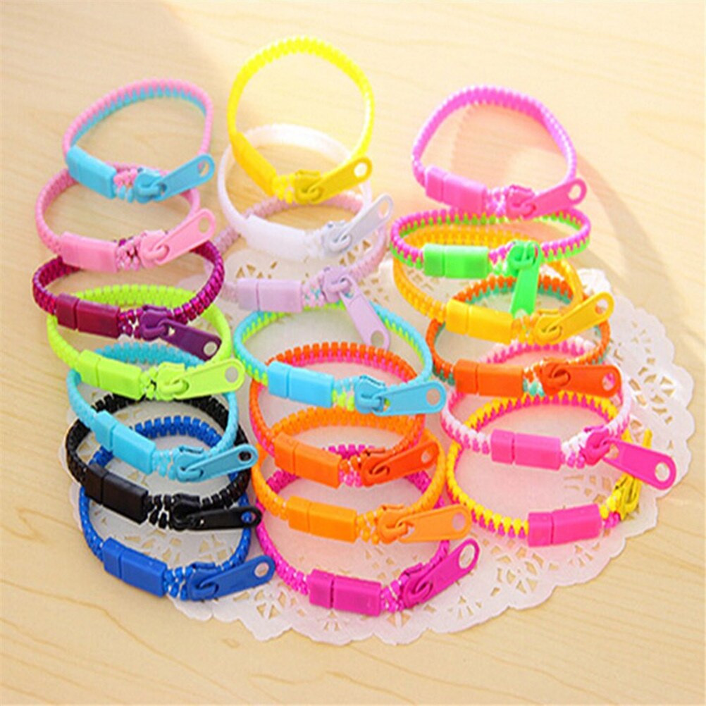 10pcs/lot 0.6 cmx19cm Zip Bracelet Bangles Metal Zipper Bracelet Fluorescent Neon