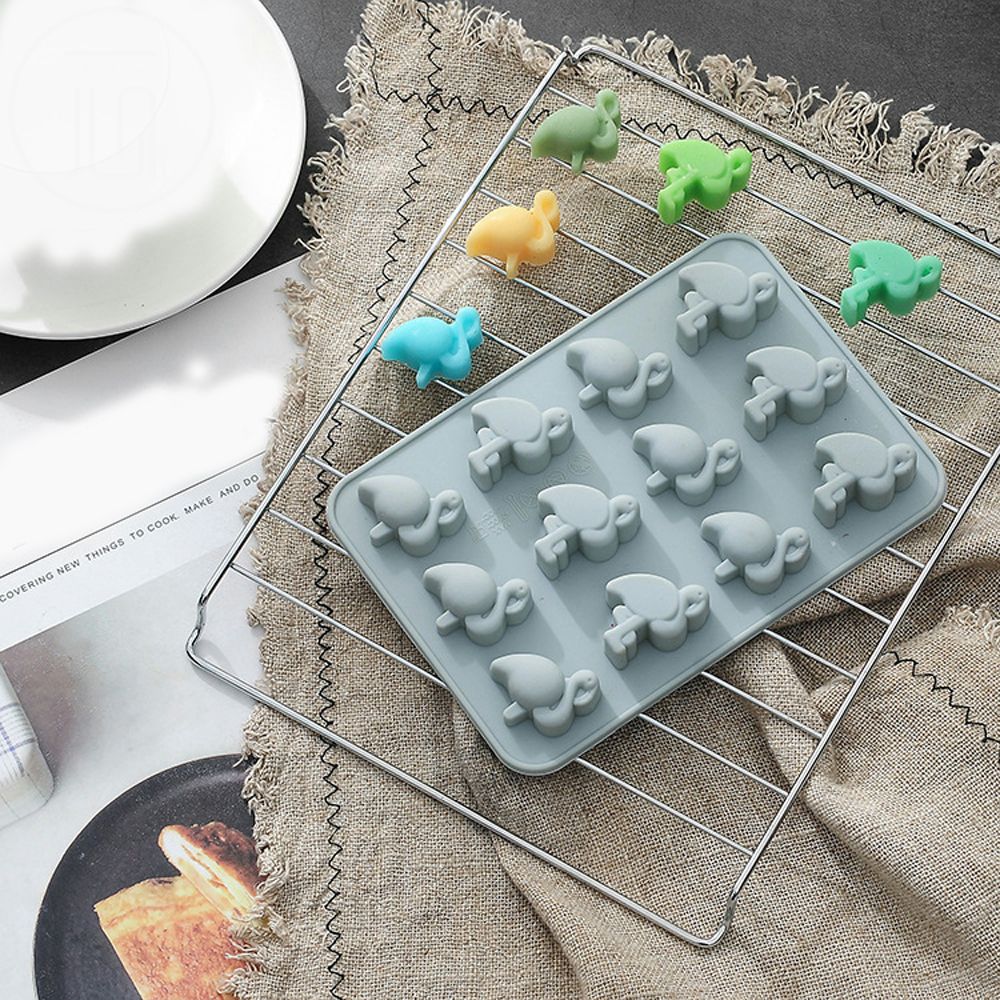 12 gaten flamingo mal koekjes fondant decoratie diy taart 3d zeep maker cupcake chocolade mal siliconen bakvorm ijsblokjesvorm
