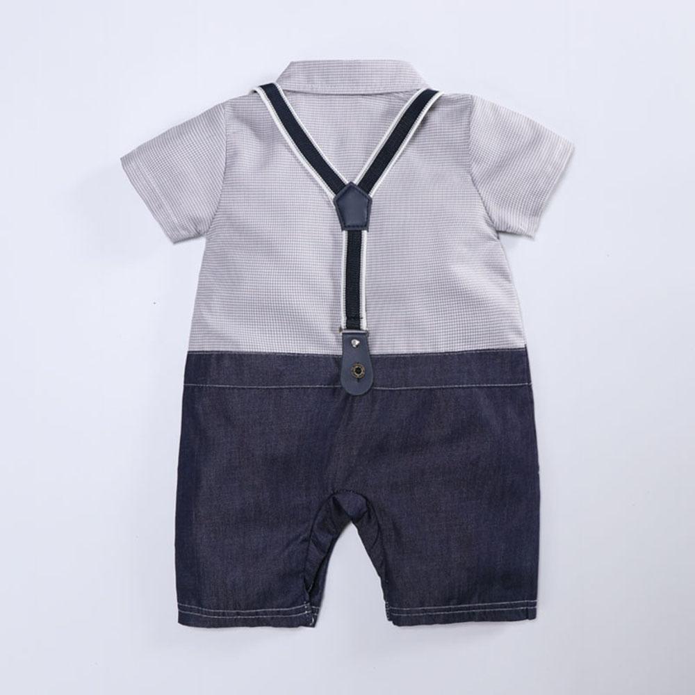infant clothing blue and khaki Romper For Baby Baby Denim Romper Boy Baby Clothes boy kids Jumpsuit for party: grey / 24M