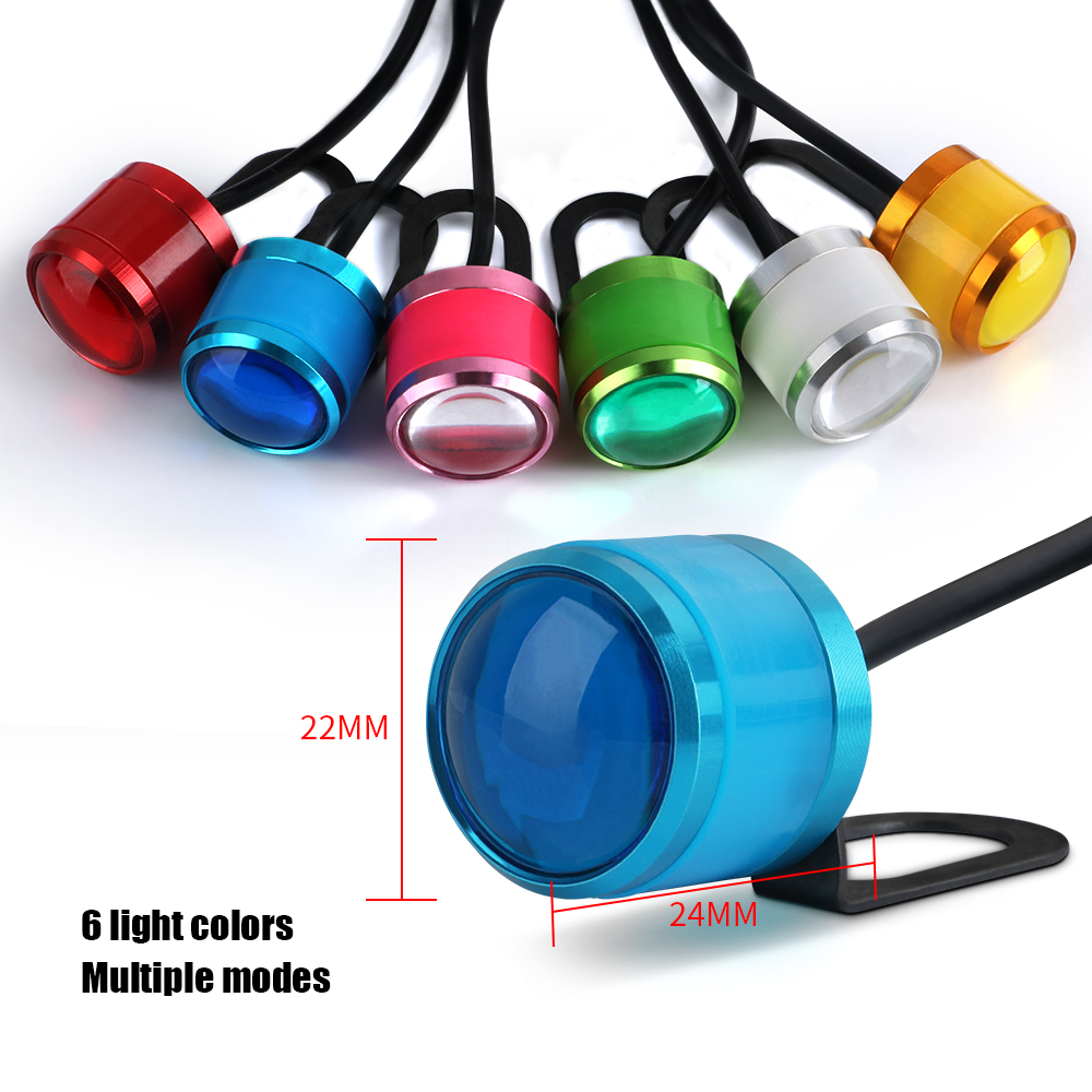 Foco estroboscópico intermitente para motocicleta, luz LED DRL para conducción, lámpara de espejo de ojo de águila, accesorios estroboscópicos para Moto ATV, 2 uds.