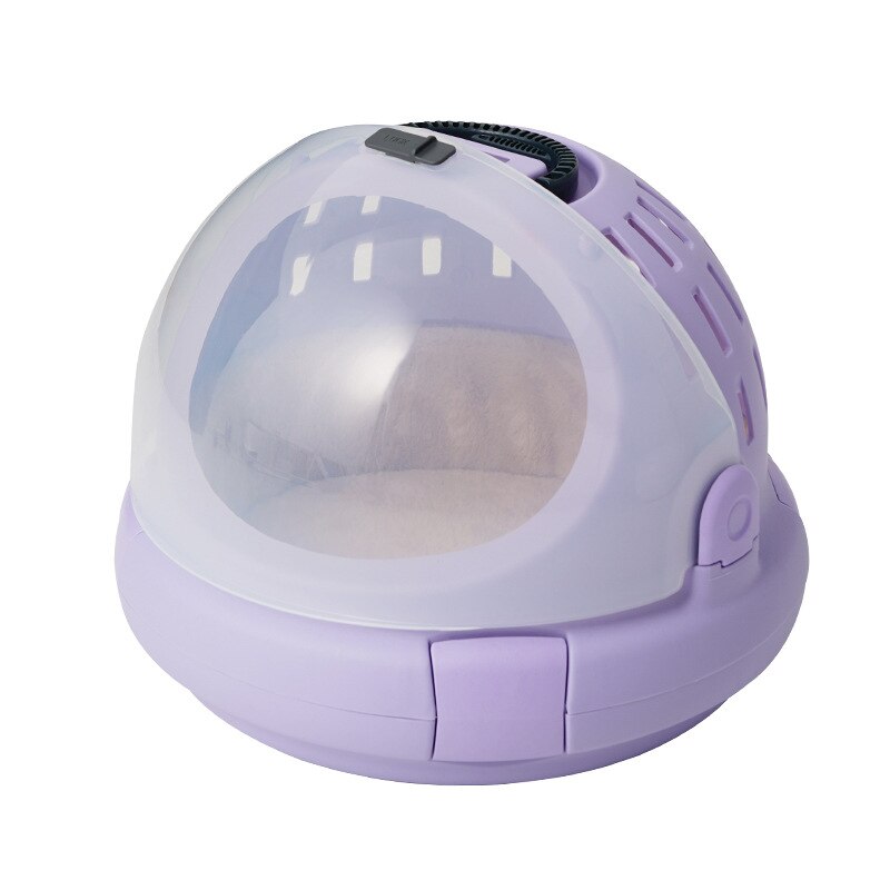 panoramic cat air box portable breathable pet go out space capsule cat bag multi-functional cat nest pet bag: Purple-ice pad