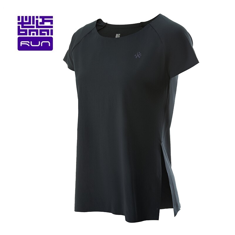 BMAI Summer Women Gym Running T-shirt Training Marathon Woman Short-sleeve Sportswear Breathable Flick Female Sports Top: Black / L