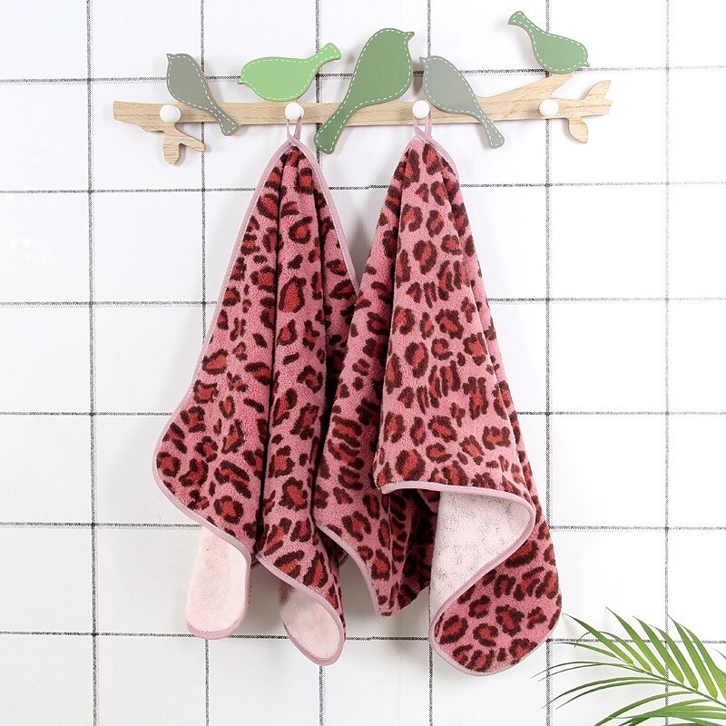 T187A Zacht Microfiber Handdoek Absorberende Badkamer Thuis Handdoeken Snel Droog Luipaard Print Gezicht Handdoek: pink leopard