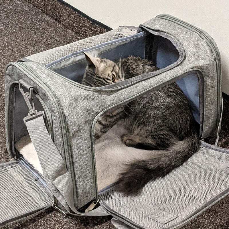Pet Cat Carrier Handtas Draagbare Rugzak Outdoor Cozy Mat Met Side Pocket Gevoerde Schouderband Honden Huisdieren Accessoires