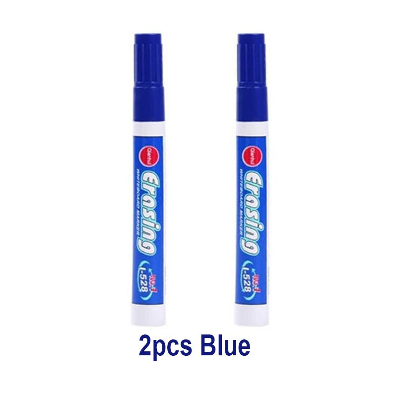 Stylos marqueurs effaçables de grande capacité, 4 couleurs, pour tableau blanc, écriture, fournitures de papeterie scolaires en classe: 2pcs Blue