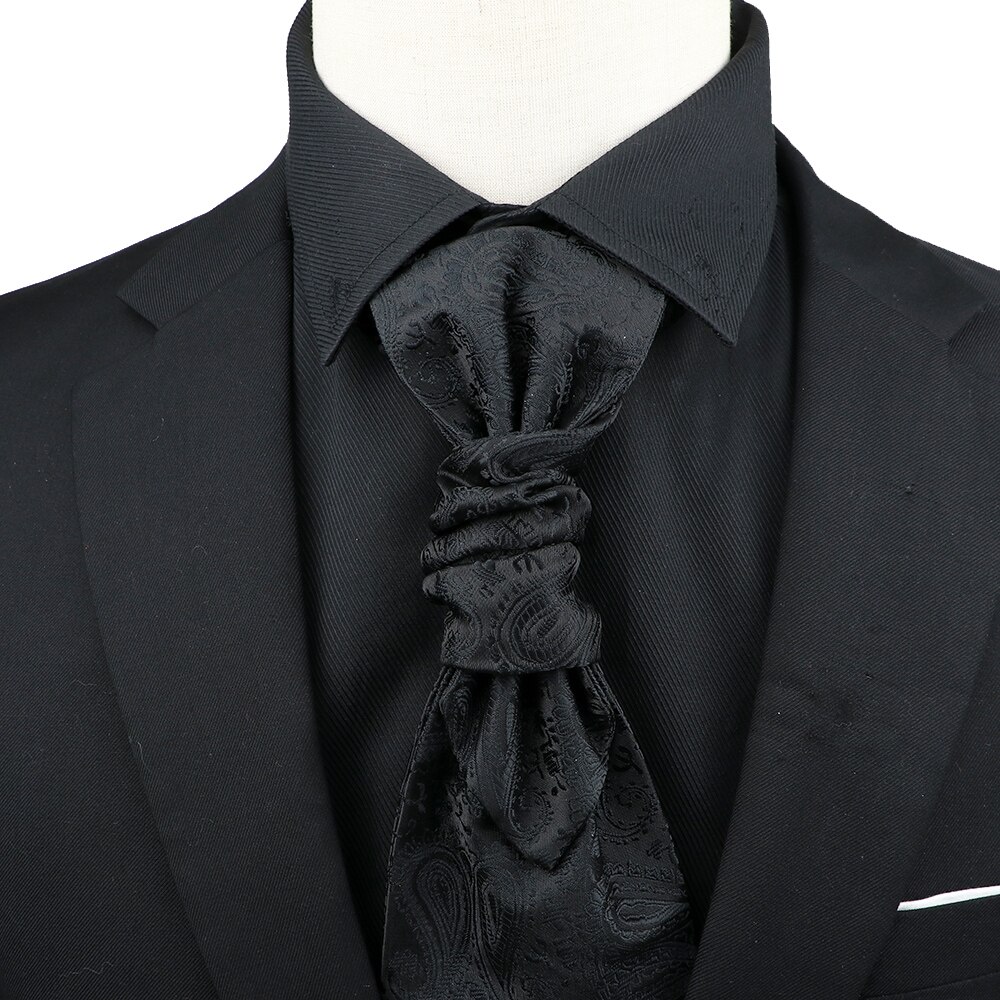 Corbata de Ascot de Cachemira de lujo para hombre, corbata de esmoquin para boda, de negocios, corbata de 10CM con patrón Vintage, accesorios para caballero: Gris