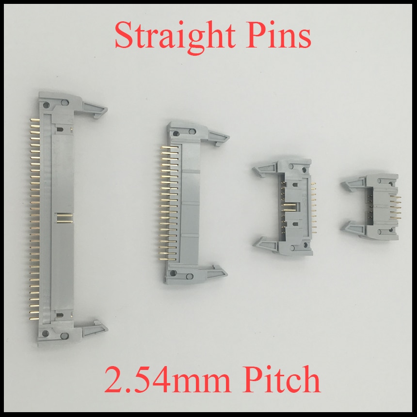 DC2 10P 14P 16P 26P 2.54mm Pitch Right Angle Straight Ejector Header Connector Male PCB IDC Horn Socket Box