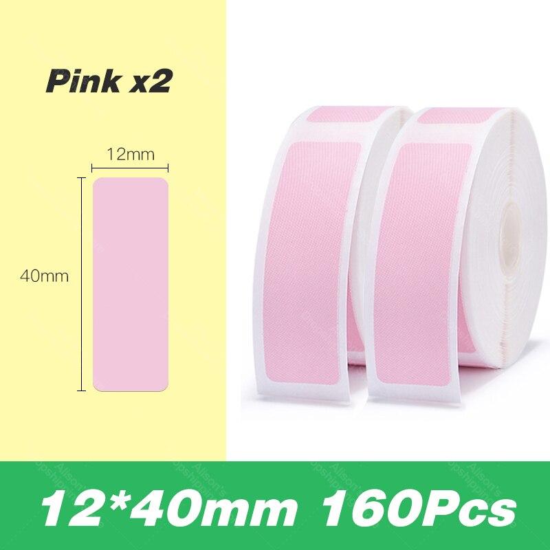 Mini label printer papir label vandtæt anti-olie prince label ren farve ridsefast label sticker papir  d11: Lyserød 12 x 40 160 stk