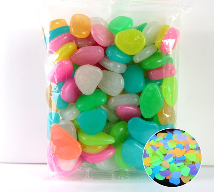 100 Pcs Tuin Decor Lichtgevende Speelgoed Stenen Glow In Dark Decoratieve Steentjes Outdoor Aquarium Decoratie Pebble Rotsen Aquarium: A2