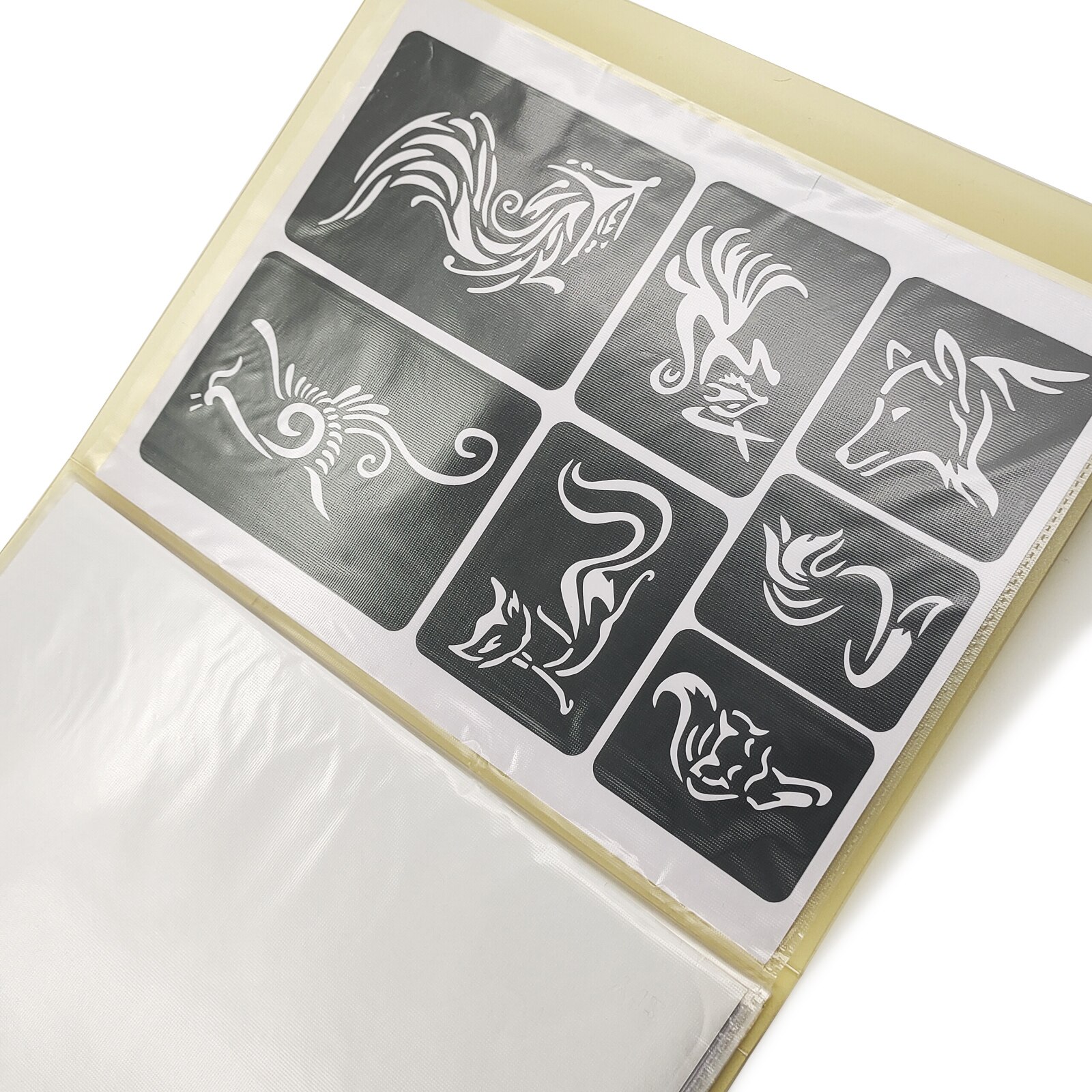 59 PCS 10 Pages A4 Size Temporary Tattoos Stencil Book with Brochure Henna book for painting wolf dragon animal