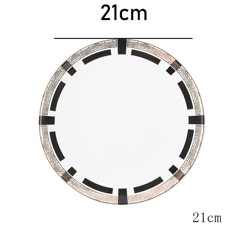 Luxury Black And White Geometric Lines Portrait Bone China Dinnerware Set Porcelain Western Plate Dish Home Decor Wedding: 3