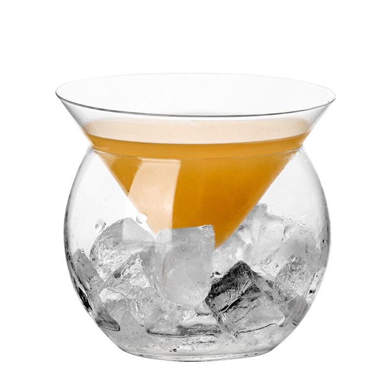 Copa de cristal sin plomo para cóctel, Copa triangular de cristal con forma de molecula de cristal, copa de Martini, serie ambassadora