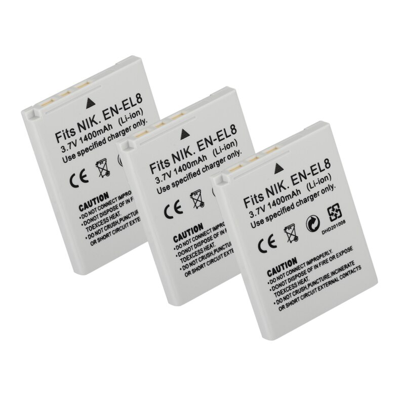 EN EL8 ENEL8 Battery 1400mAh for Nikon COOLPIX P1 P2 L1 L2 S1 S2 S3 S4 S5 S6 S7 S7C S8 S9 S51 S50 S52 EN-EL8 Camera Batteries: 3 Battery