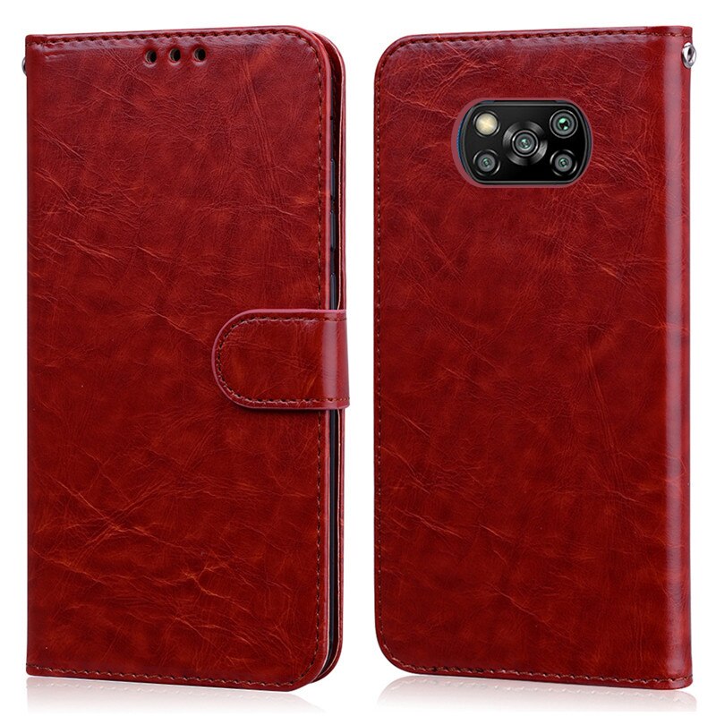 For POCO X3 NFC Case Leather Wallet Phone Case For Xiaomi POCO X3 Pro Case Flip Magnetic Wallet Case On for POCO X3 NFC Cover: For POCO X3 NFC / Brown