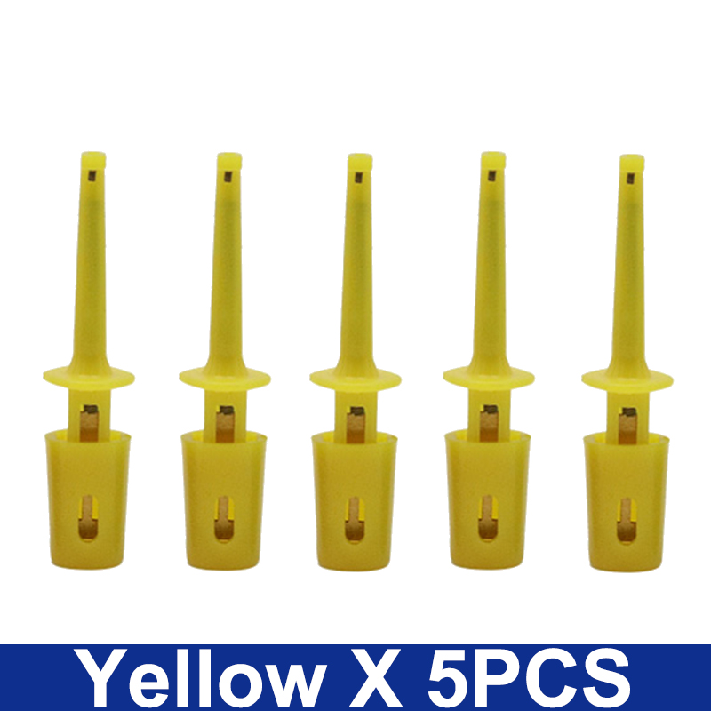 5PCS Mini Single Test Hook Clip Test Probe For Electronic Testing IC Grabber Large Round Crocodile Clip Hook Test Clip: Yellow
