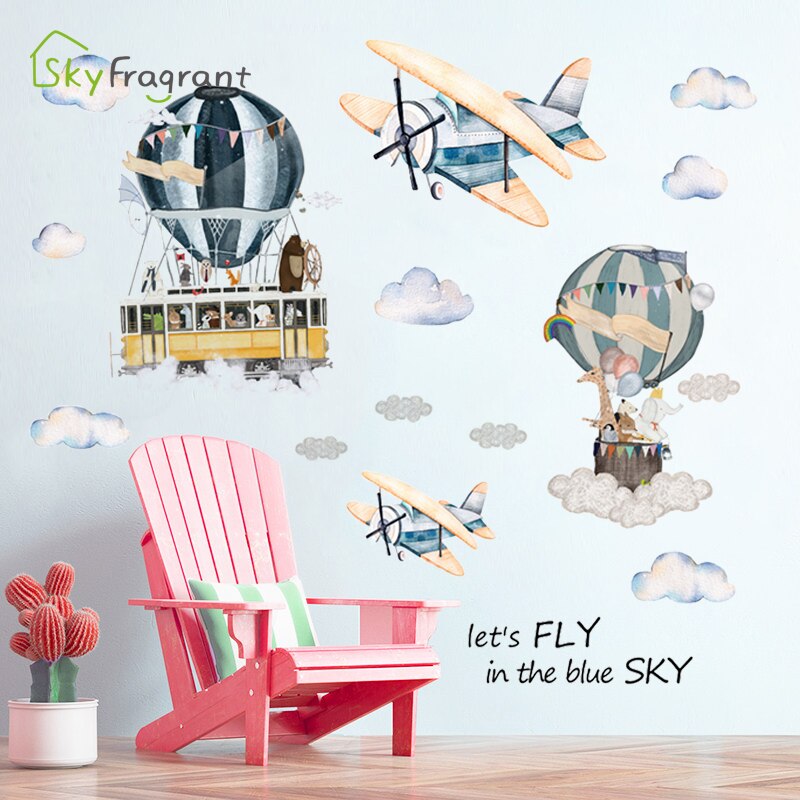 Stor tegneserie luftballon wallsticker fly klistermærker selvklæbende børneværelse dekoration boligindretning baby soveværelse indretning