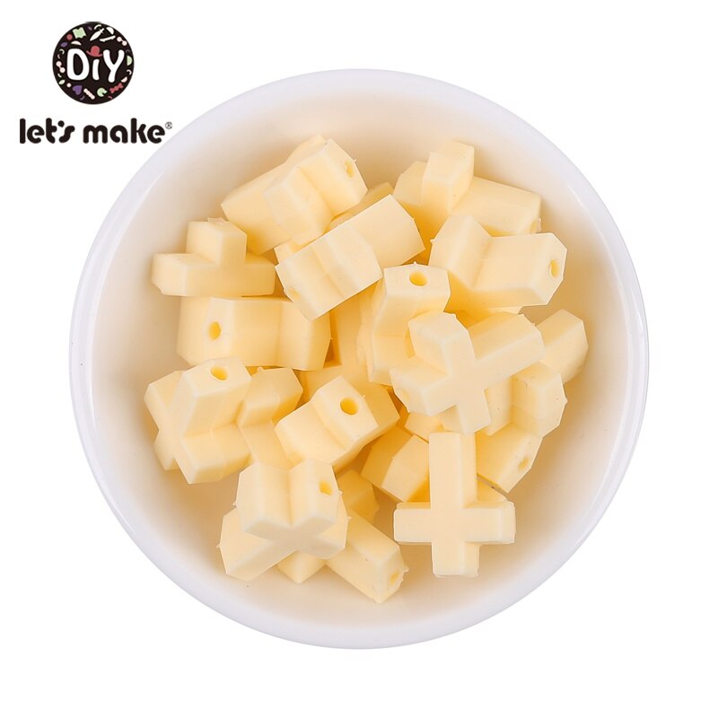 Let's Make-anneau de dentition en Silicone | 50 pièces, petites perles croisées de alimentaire, anneau de dentition de dessin animé, jouet bricolage, perles artisanales pour bébé: 11