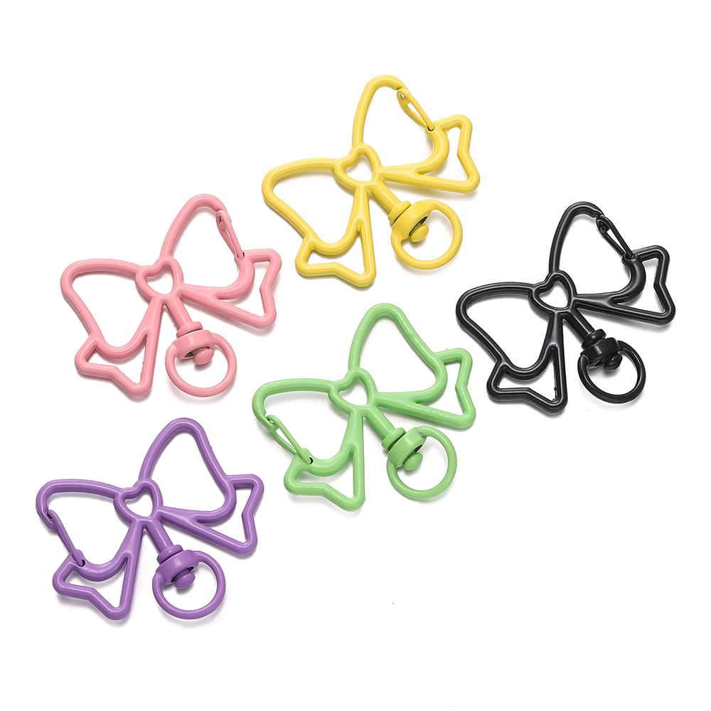 5 unids/lote de cierres de langosta coloridos con forma de mariposa, llavero giratorio, ganchos para llaves de Metal de aleación para fabricación de joyas, suministros artesanales