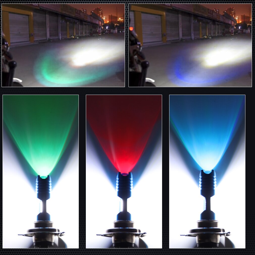 Bombillas LED para faro de motocicleta, luz COB cambiable, RGB H7 P15D H6 BA20D H4, accesorios para Moto de 12V