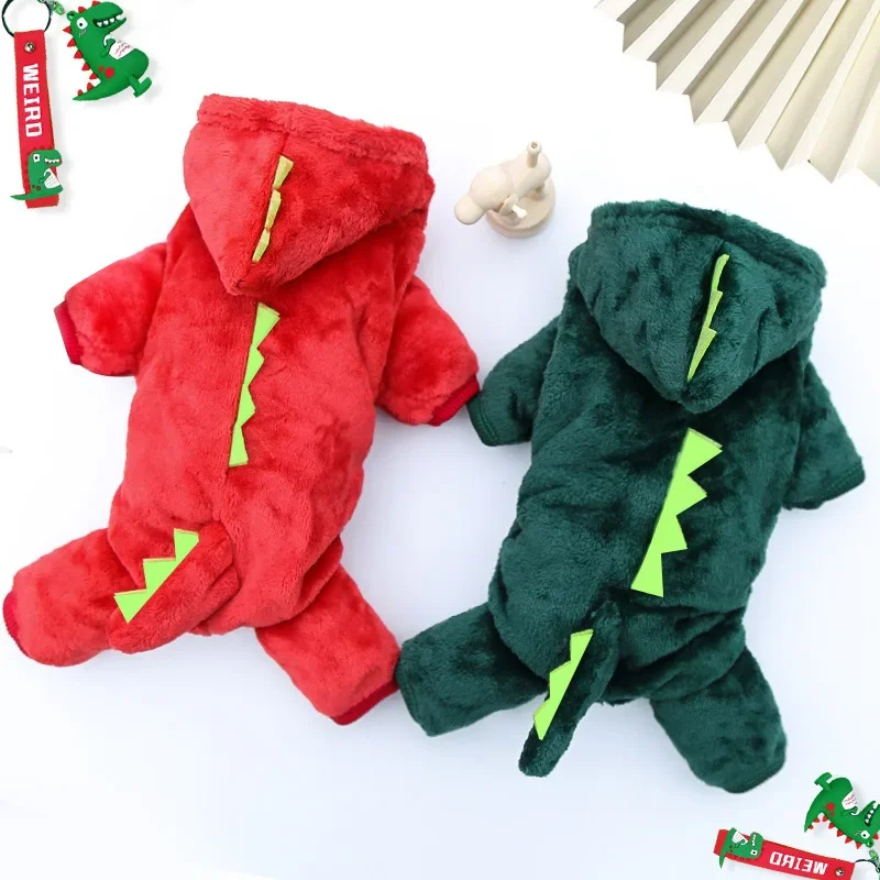 Dinosaurier-Hundekleidung, Vlies, Haustier-Overall, Winter, warm, Hundemantel, Jacke für Hunde, Hoodies, Chihuahua, französische Bulldogge
