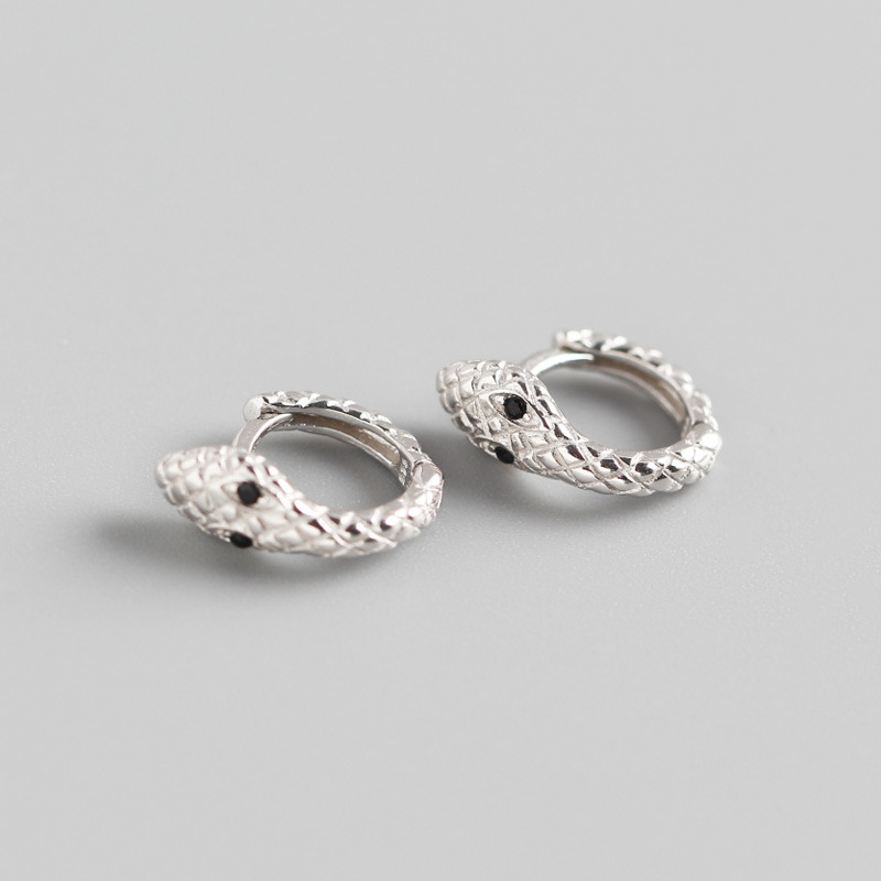 Ying Vahine, pendiente Animal de 100% Plata de Ley 925 con forma de serpiente, pendientes para mujer: Platinado