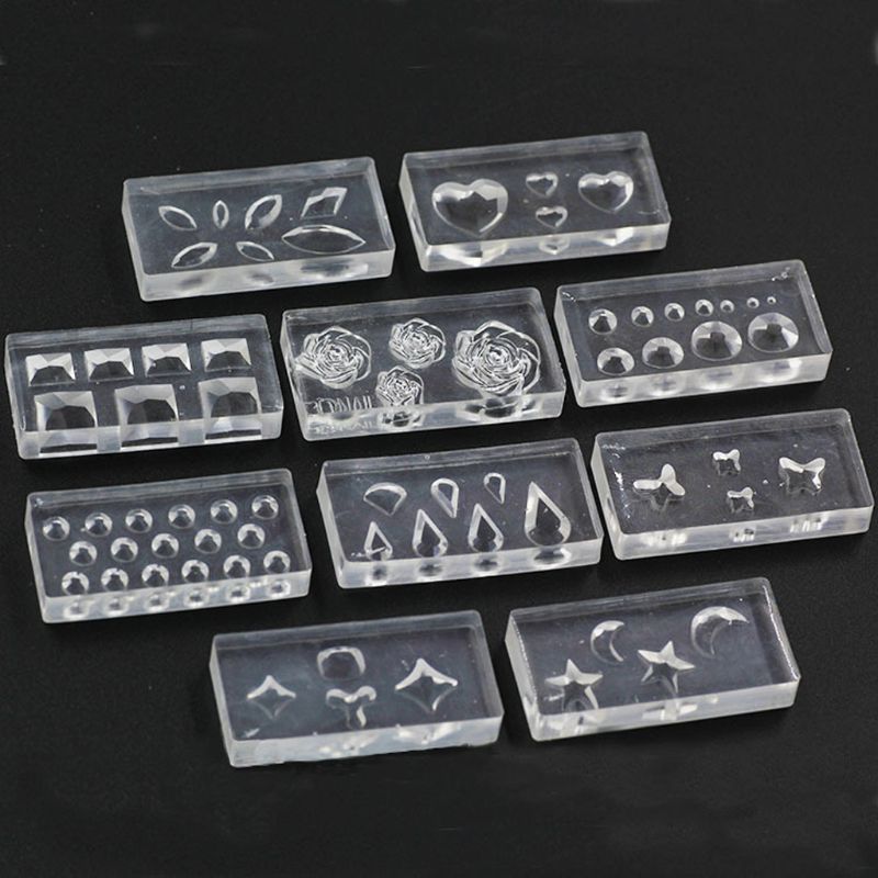 10Pcs DIY Nail Art Silicone Mold Leaves Flower Template Acrylic UV Gel DIY Tools