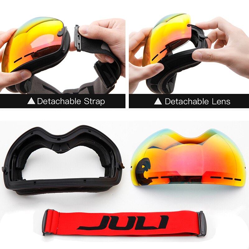 Gafas de esquí para hombre y mujer, lentes de invierno para deportes de nieve, protección UV antiniebla, lentes intercambiables para jóvenes, gafas Premium