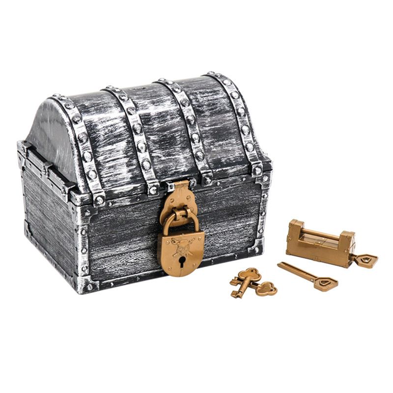 Pirate Treasure Chest Pirate Box With 2 Locks Party Favors Kids Toy Boy: B