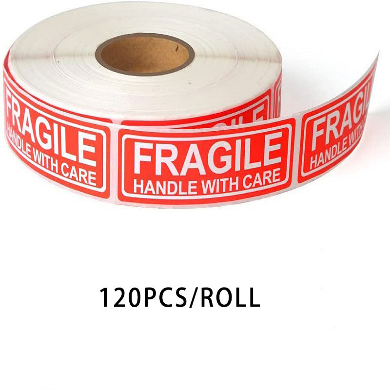 120Pcs/Roll Package Labels Fragile Stickers Fragile or Bend Handle with Care Warning Packing Carton Labels Stickers