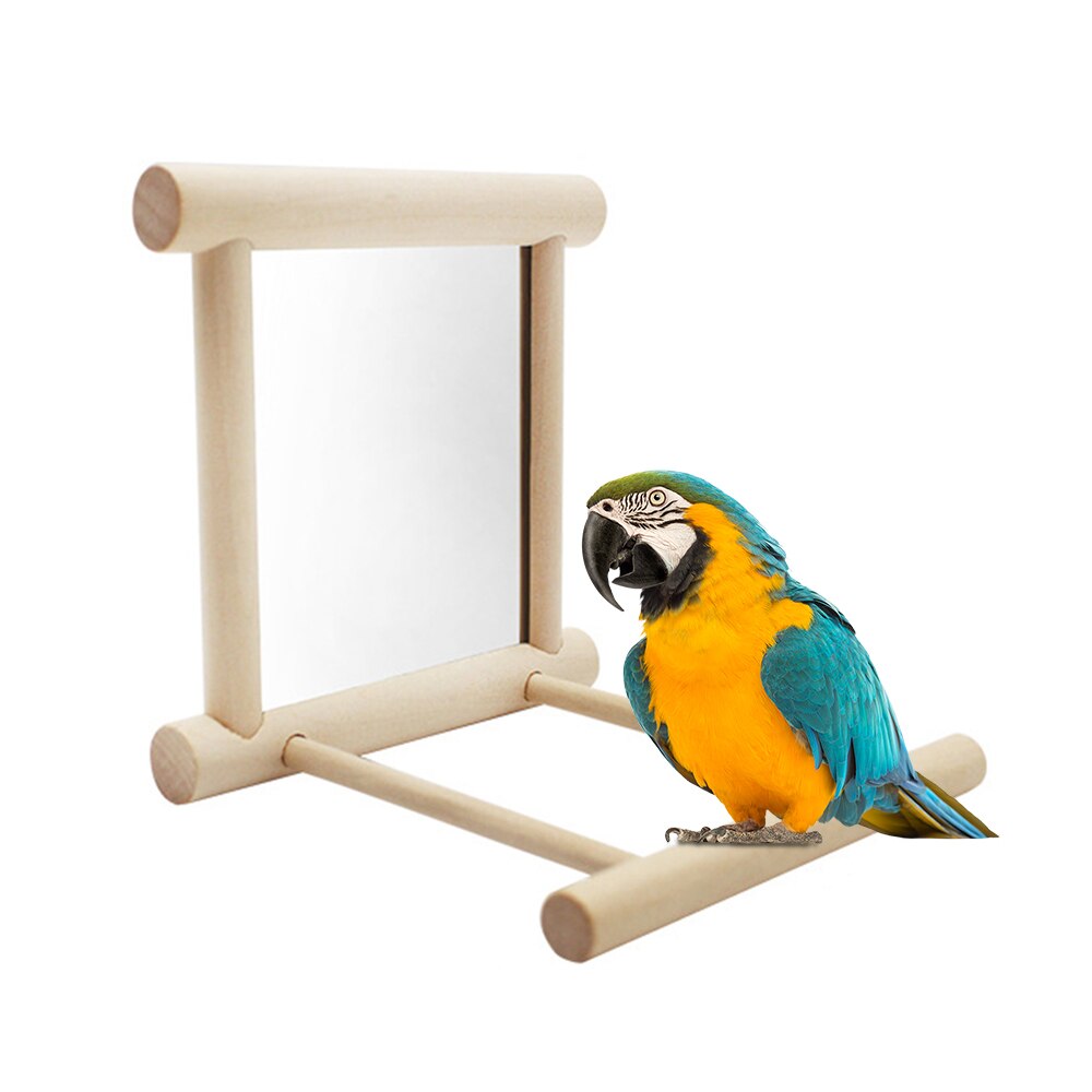 De Madera del espejo de juguete divertido Brid juguete para Cockatiel loros juguetes pequeños de pájaros y loros loro mascota accesorios para escalar