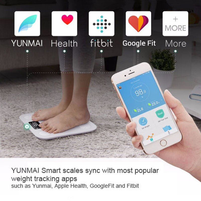 Yunmai m1501-Balance de poids humain | Mini Balance de graisse corporelle, pour la salle de bain, Bluetooth, pesage au sol, connexion