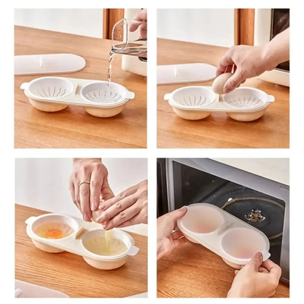 1 microwave egg boiler, double cup egg boiler, egg white separation kitchen small tool cooking tool