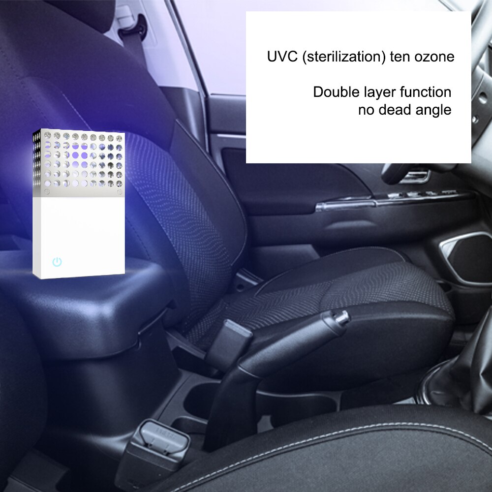 2 IN 1 Mini Car Air Purifier Ozone Generator 10mg 5V Ozone Machine Stainless steel Air cleaner UVC Sterilizer Formaldehyde Remov