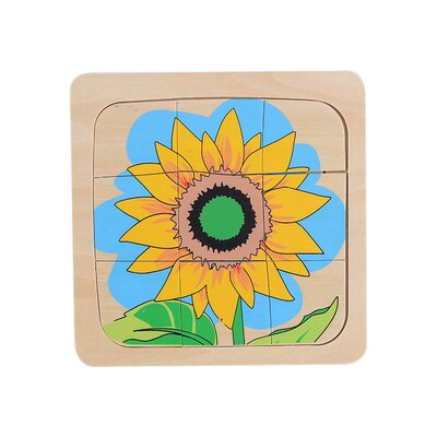 Multi Schichten Holz Puzzle Lebensdauer Zyklus von Mann Frau Frosch Sonnenblume Schmetterling Rätsel für freundlicher Montersial Wissenschaft Materialien: Sonnenblume