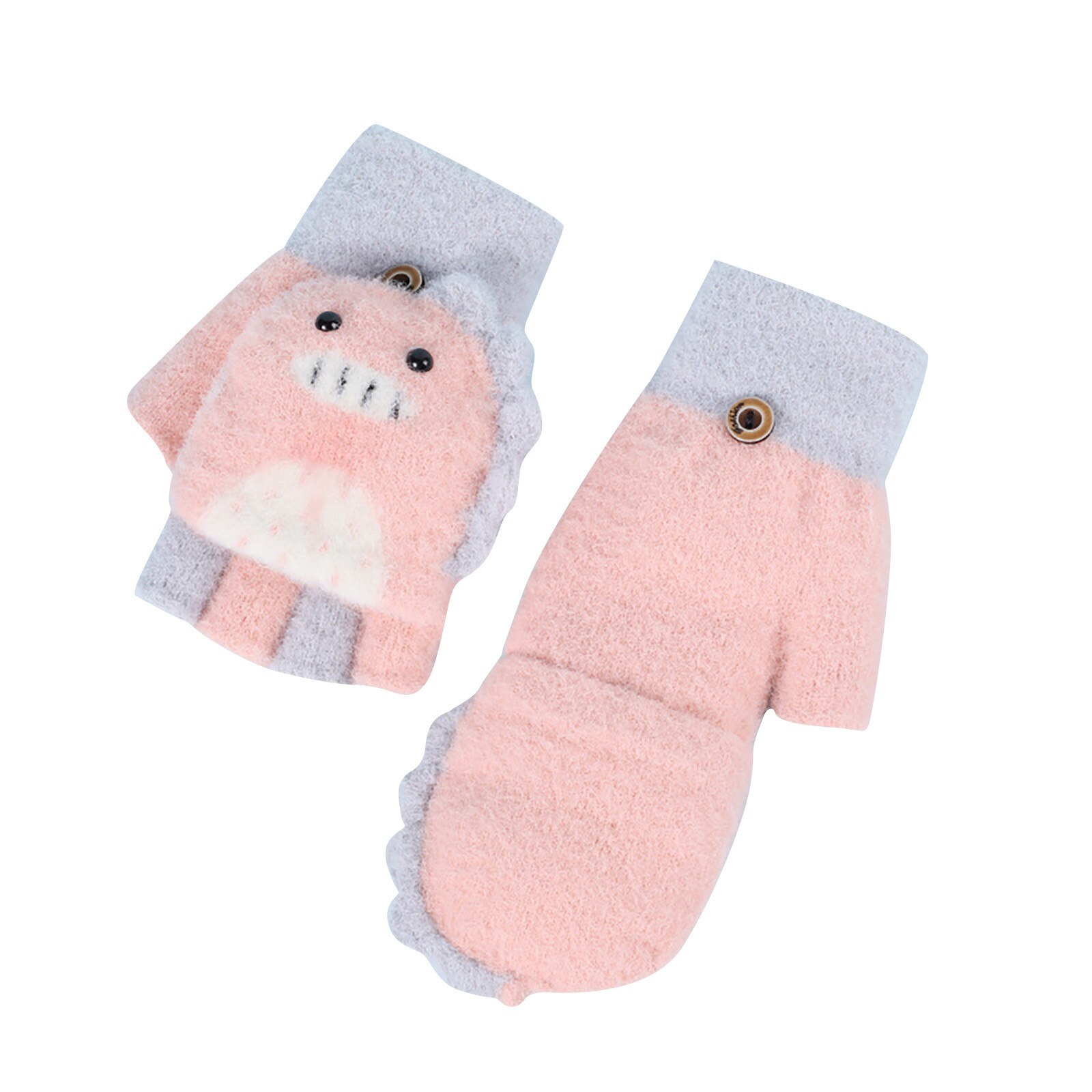Leuke Dier Fluwelen Handschoenen Meisjes Omgedraaid Half Vinger Handschoenen Guantes Invierno Outdoor Kids Handschoenen Winter Kinderen Handschoenen: PK