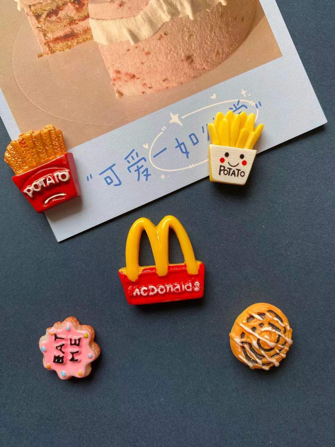 Leuke Frieten Hamburger Cartoon Creatieve Drie-Dimensionale Magnetische Sluiting Koelkast Magneten Magneten Home Decor: 5pcs B