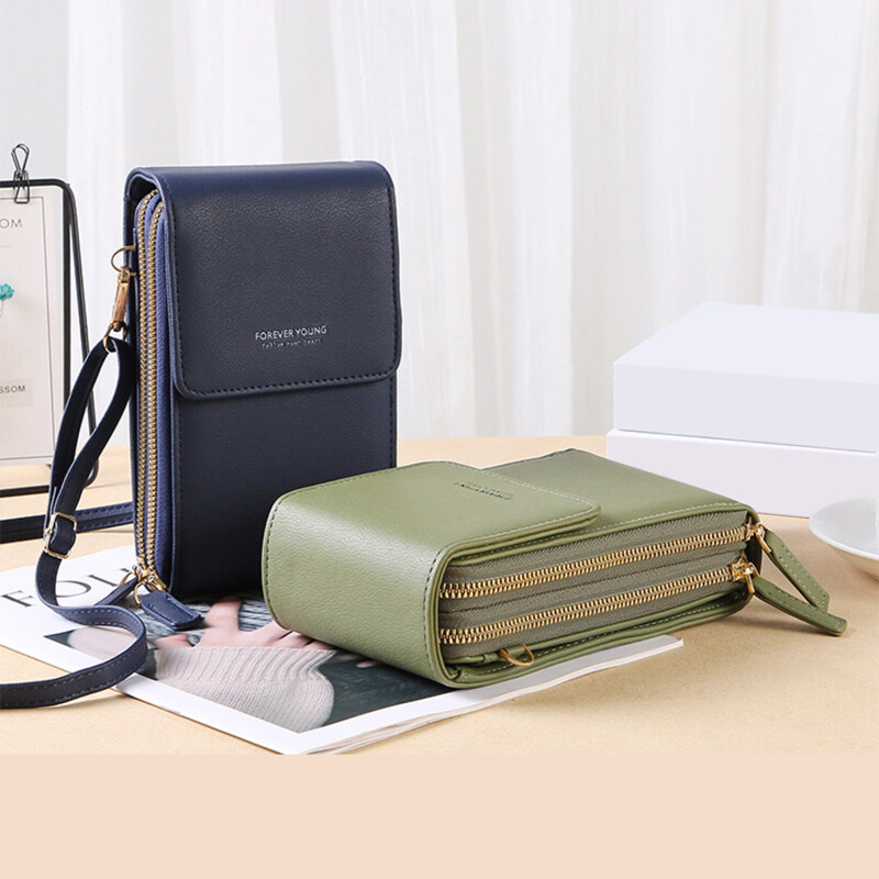 Modus Winkel Universele Multifunctionele Pu Lederen Mini Mobiele Telefoon Bag Pouch/Portemonnee Met Schouderband En Metalen Knop