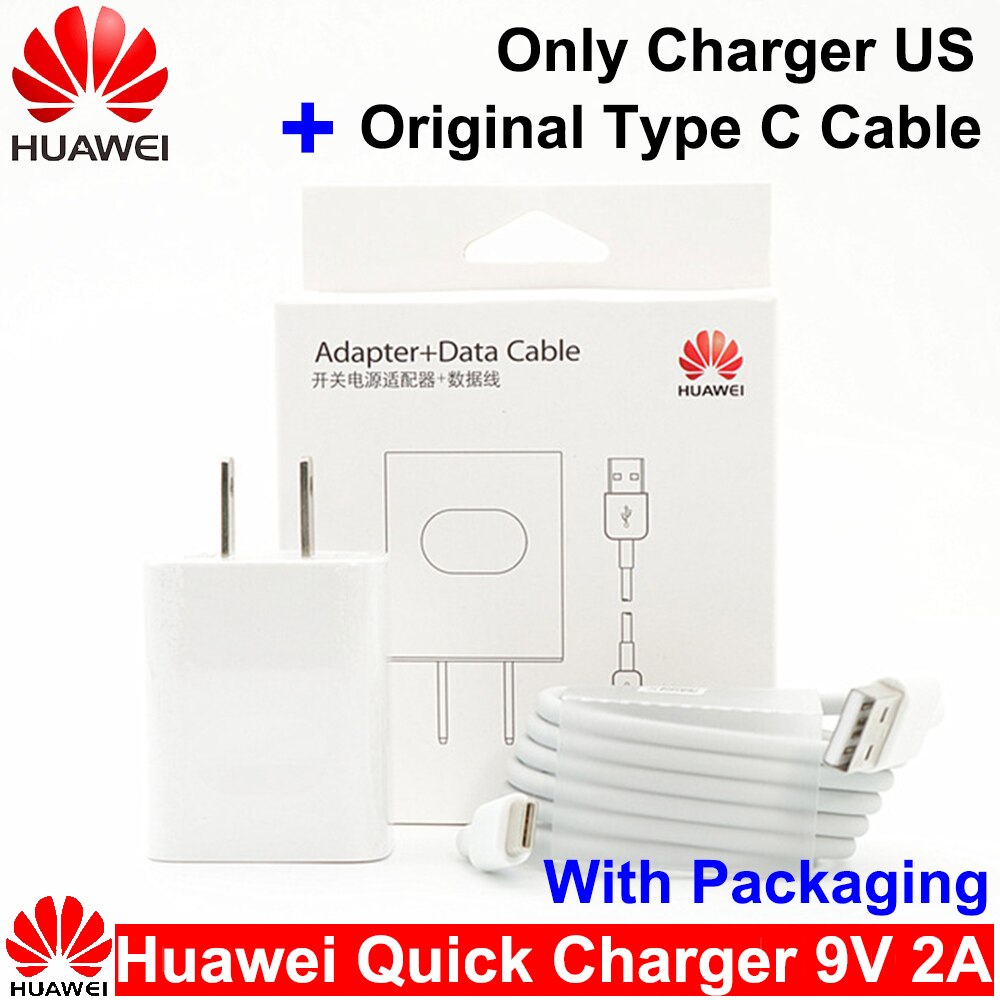 Huawei 9V2A caricabatterie rapido UK/EU/US QC2.0 adattatore per ricarica rapida rapida tipo C/cavo Micro USB per Mate 7 8 10Lite P8 9 10Lite Honor 8: USx Type C Cable Set
