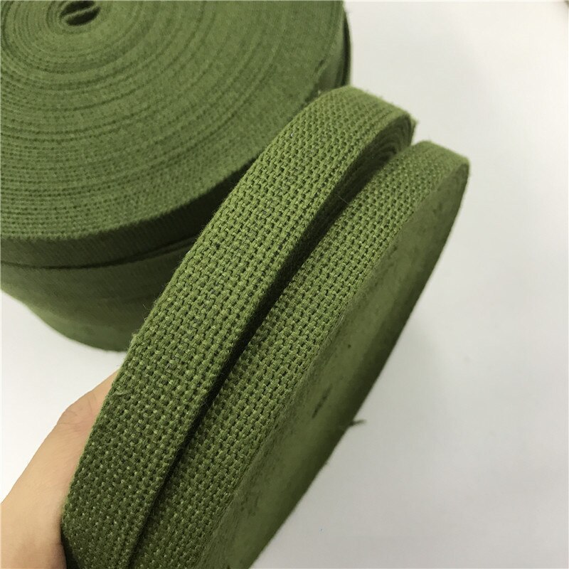 10 Meters Polyester-Cotton Army Green Padded Backpack With Canvas Belt Suitcase Packing Binding Belt Webbing Cotton Strap