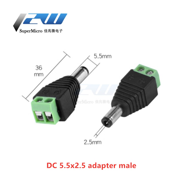 10pcs 12V 2.1x5.5mm 5.5*2.5mm solderless DC power male / female plug adapter connector 2.1/2.5mm socket for CCTV monochrome LED