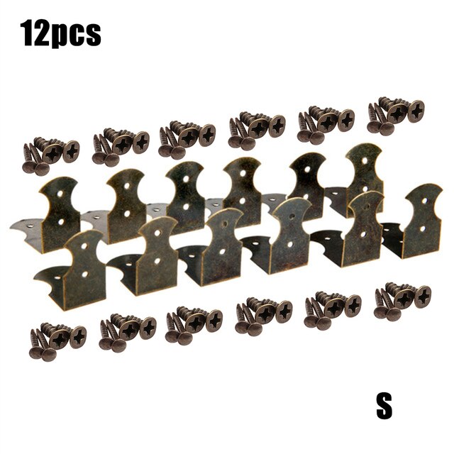 12pc Antique Bronze 90 Degree Fixed Angle Bracket Hardware Furniture Connector Iron L Shaped Connector 90degree Connecting Brace: Small