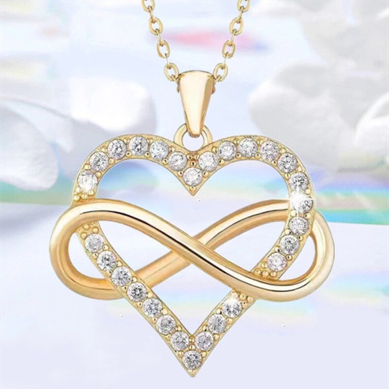 Moda requintada Colar Coração cruzado infinito pingente de amor feminino Colar Jóias Colar simbolizando amor casamento noivado jóias festa presente de aniversário colar feminino acessorios femininos