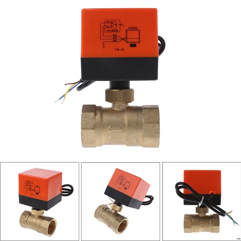 DN15/DN20/DN25 robinet à tournant sphérique en laiton motorisé électrique DN20 AC 220V 2 voies 3 fils avec actionneur