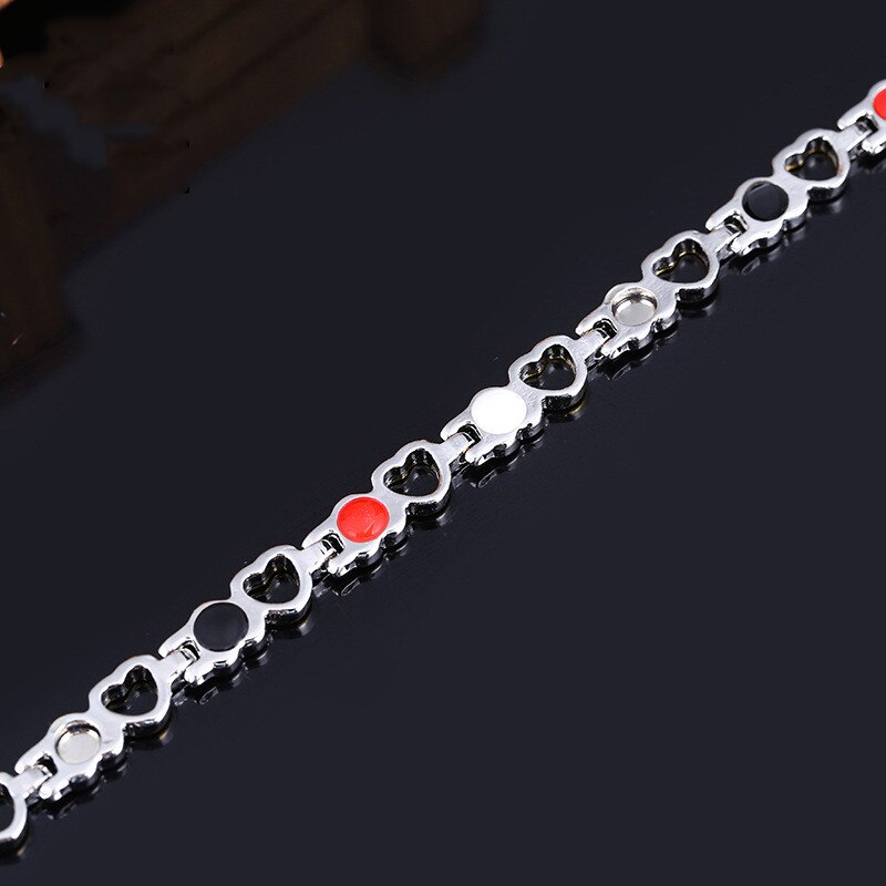Coração forma saúde magnética pulseira para mulher anti-radiação cuidados pulseiras de aço inoxidável & bangles com saúde germânio