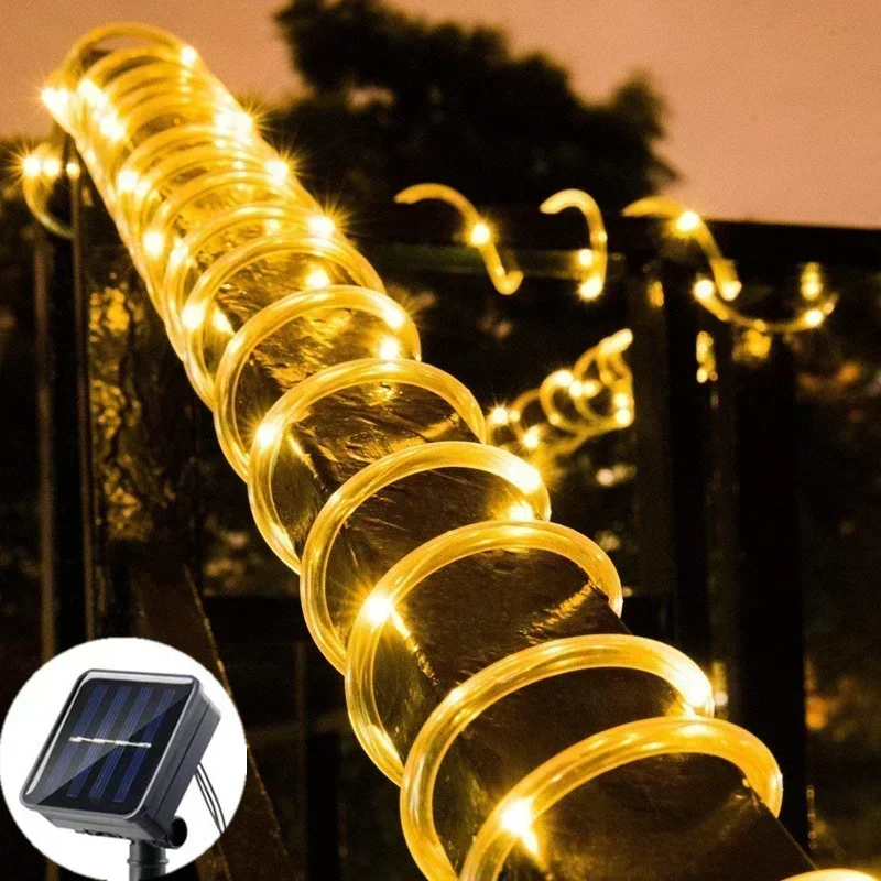 5M 10M 20M Tube solaire corde guirlande lampe fée lumière LED chaîne mariage extérieur jardin été cour clôture paysage éclairage: Vert émeraude / green