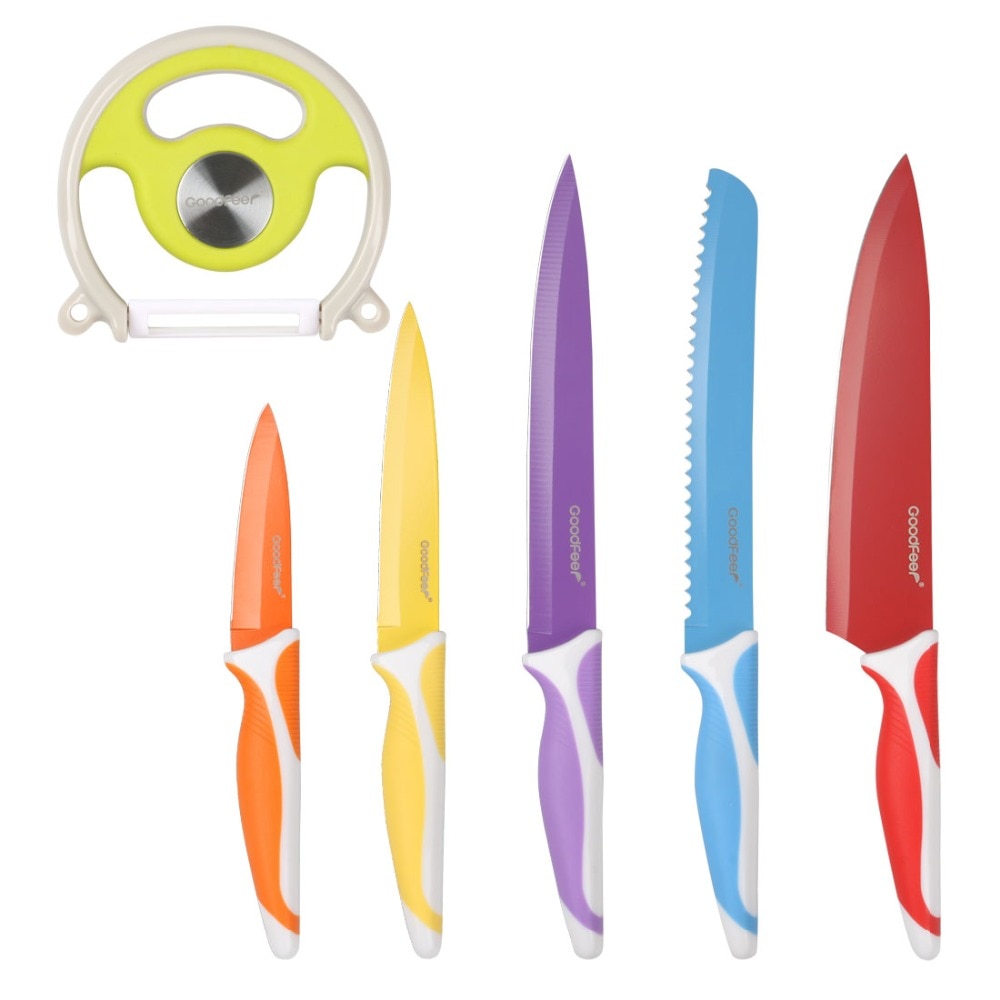 Colorful 6 pcs in one set kitchen tools Non-Stick Knife Set stainless steel kitchen knife set