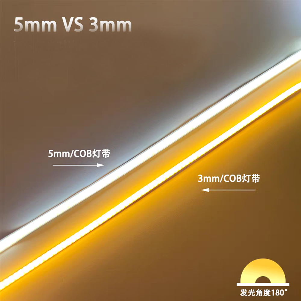 Tira de luces Led COB naranja de 3mm, 5mm, 8mm, 12V, 24V, 3000K, 6000K, RGB, cinta LED Flexible suave FCOB Ra90 para iluminación decorativa, 5 m/rollo