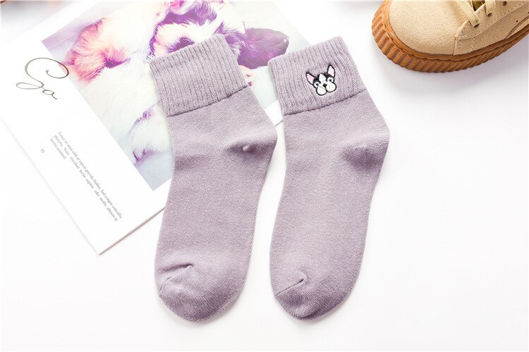 Color Thick And Warm Casual Socks Cartoon Animal Dog Socks Autumn And Winter Socks Womens Girls Woman Sox 1 Pair Kawaii Socks: C2